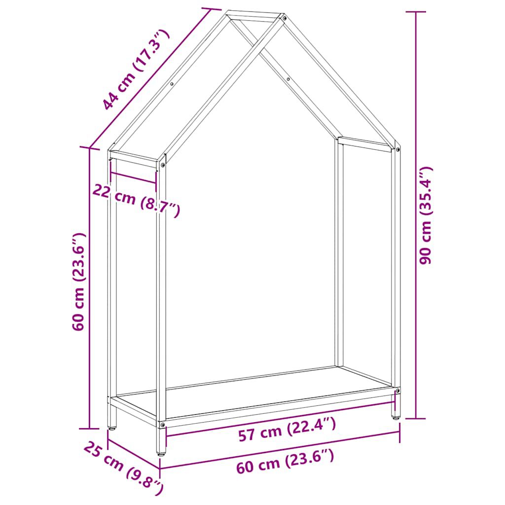 vidaXL Ράφι για καυσόξυλα Μαύρο 60x25x90 εκ. Ατσάλι ψυχρής έλασης