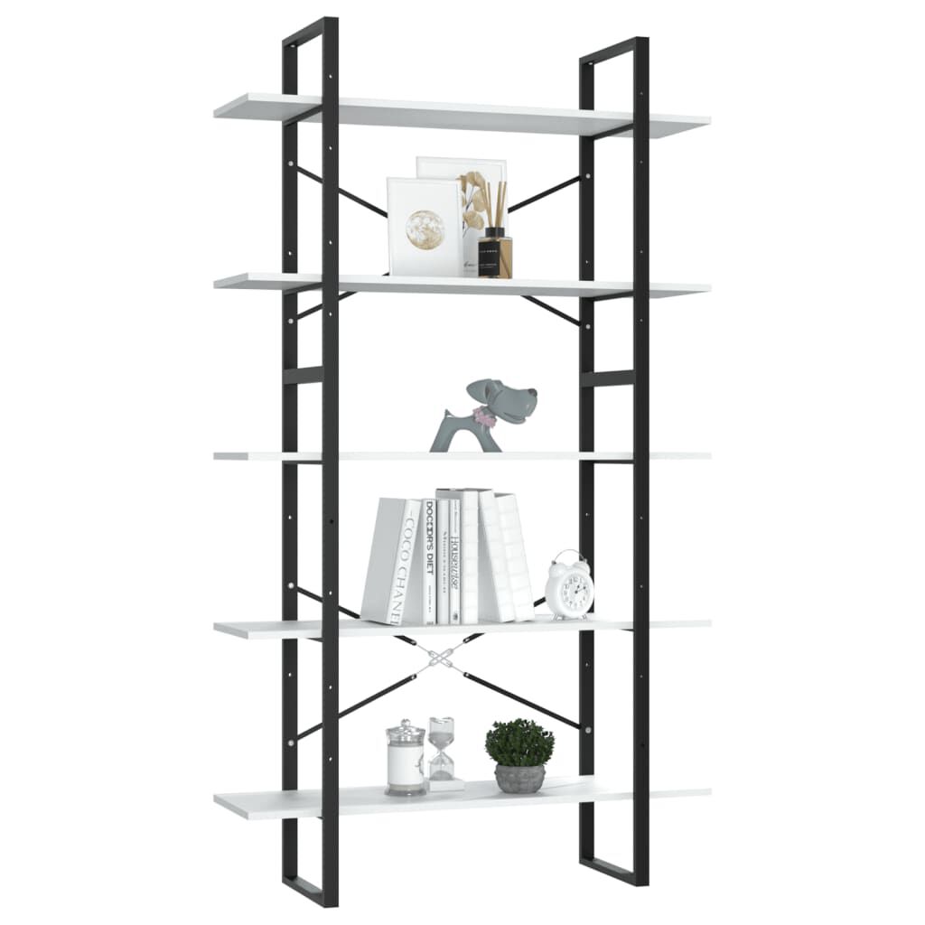 vidaXL Βιβλιοθήκη με 5 Ράφια Λευκή 100 x 30 x 175 εκ. από Επεξ. Ξύλο