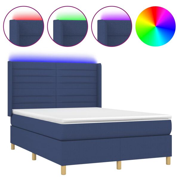 vidaXL &Kappa;&rho;&epsilon;&beta;ά&tau;&iota; Boxspring &mu;&epsilon; &Sigma;&tau;&rho;ώ&mu;&alpha; & LED &Mu;&pi;&lambda;&epsilon; 140x200 &epsilon;&kappa;. &Upsilon;&phi;&alpha;&sigma;&mu;ά&tau;&iota;&nu;&omicron;