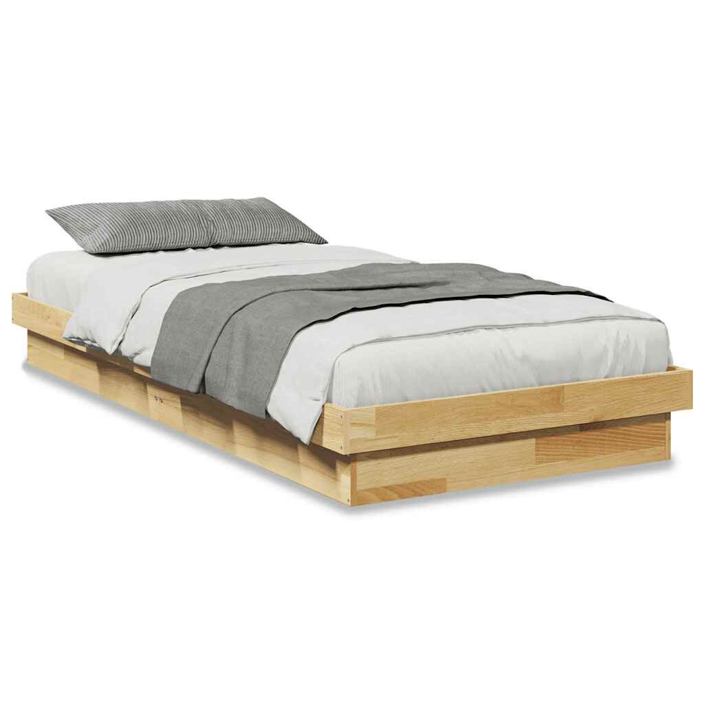 vidaXL Πλαίσιο κρεβατιού χωρίς στρώμα 75x190 cm Στερεό ξύλο δρυός