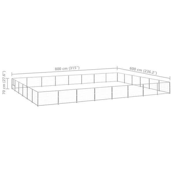 vidaXL Σπιτάκι Σκύλου Ασημί 48 μ² Ατσάλινο