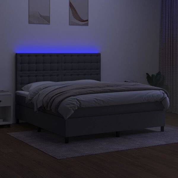 vidaXL &Kappa;&rho;&epsilon;&beta;ά&tau;&iota; Boxspring &mu;&epsilon; &Sigma;&tau;&rho;ώ&mu;&alpha; & LED &Sigma;&kappa;.&Gamma;&kappa;&rho;&iota; 160x200 &epsilon;&kappa; &Upsilon;&phi;&alpha;&sigma;&mu;ά&tau;&iota;&nu;&omicron;