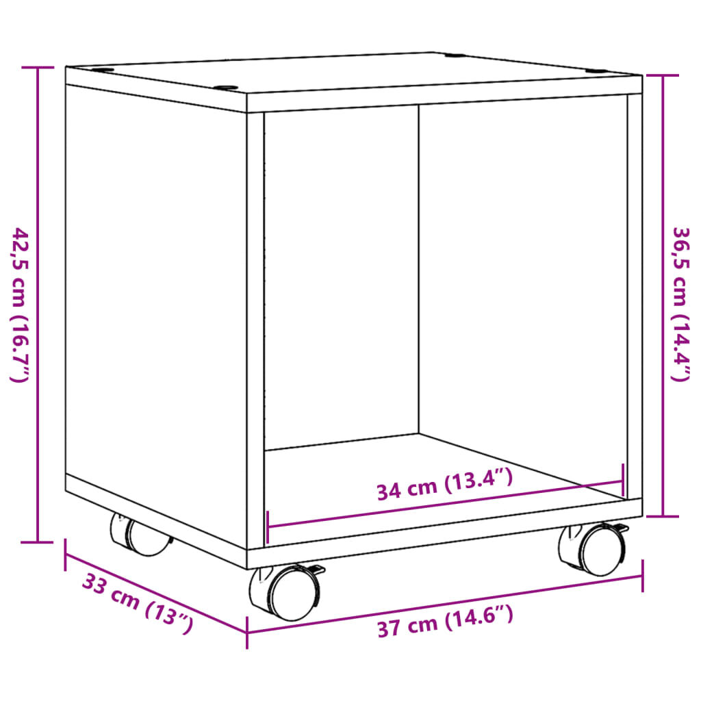 vidaXL Ντουλάπι Τροχήλατο Λευκό 37x33x42,5 εκ. από Επεξ. Ξύλο