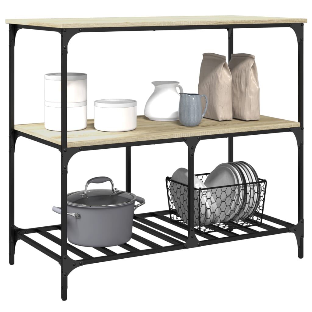 vidaXL Τρόλεϊ Κουζίνας Sonoma Δρυς 100x50x95 εκ. Επεξεργασμένο Ξύλο