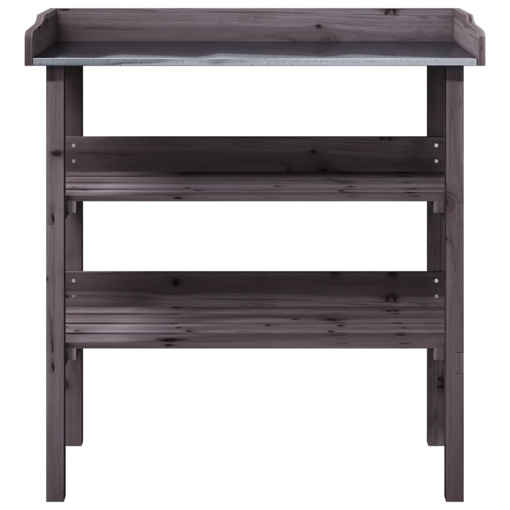 vidaXL Τραπέζι Φυτών με Ράφια Γκρι 78x38x82,5εκ. από Μασίφ Ξύλο Ελάτης