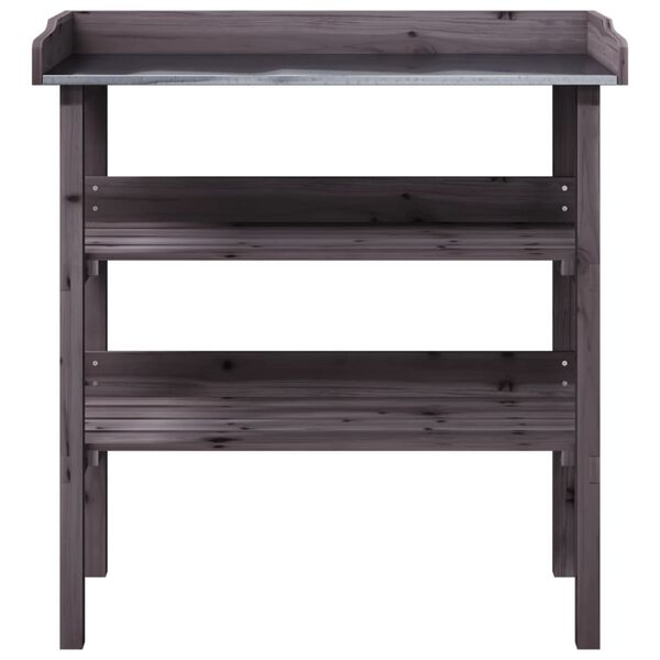 vidaXL Τραπέζι Φυτών με Ράφια Γκρι 78x38x82,5εκ. από Μασίφ Ξύλο Ελάτης