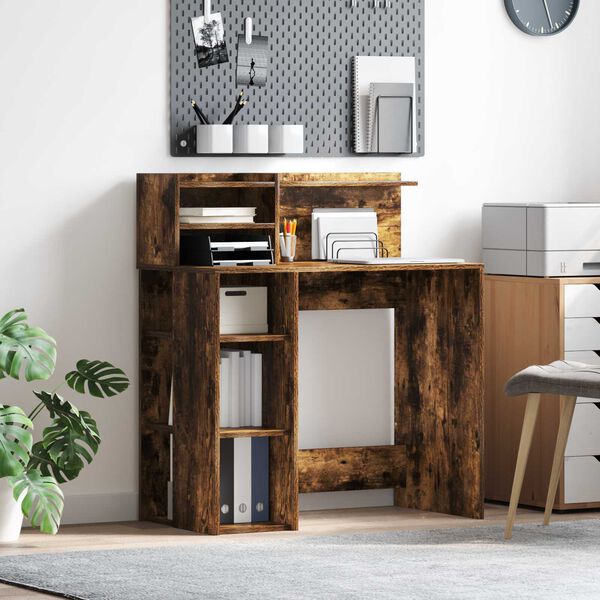 vidaXL Γραφείο με Αποθήκη Καπνιστής Δρυός 90x48x101.5 εκ. Επεξεργασμένο Ξύλο
