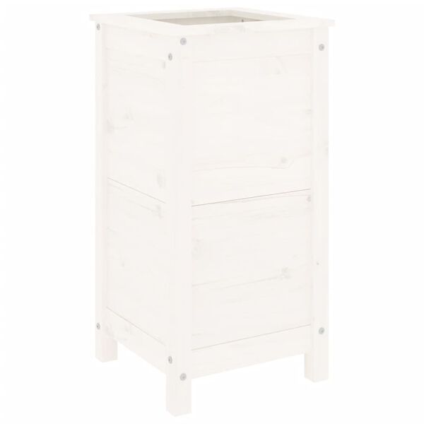 vidaXL Ζαρντινιέρα Λευκή 40 x 40 x 78 εκ. από Μασίφ Ξύλο Πεύκου