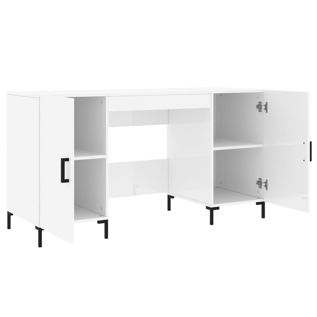 vidaXL Γραφείο Γυαλιστερό Λευκό 140x50x75 εκ. Επεξεργασμένο Ξύλο