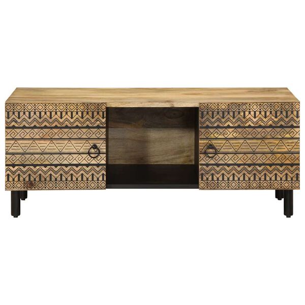 vidaXL Τραπεζάκι Σαλονιού Μαύρο 100x54x40 εκ. Μασίφ Ξύλο Μάνγκο Τραχύς