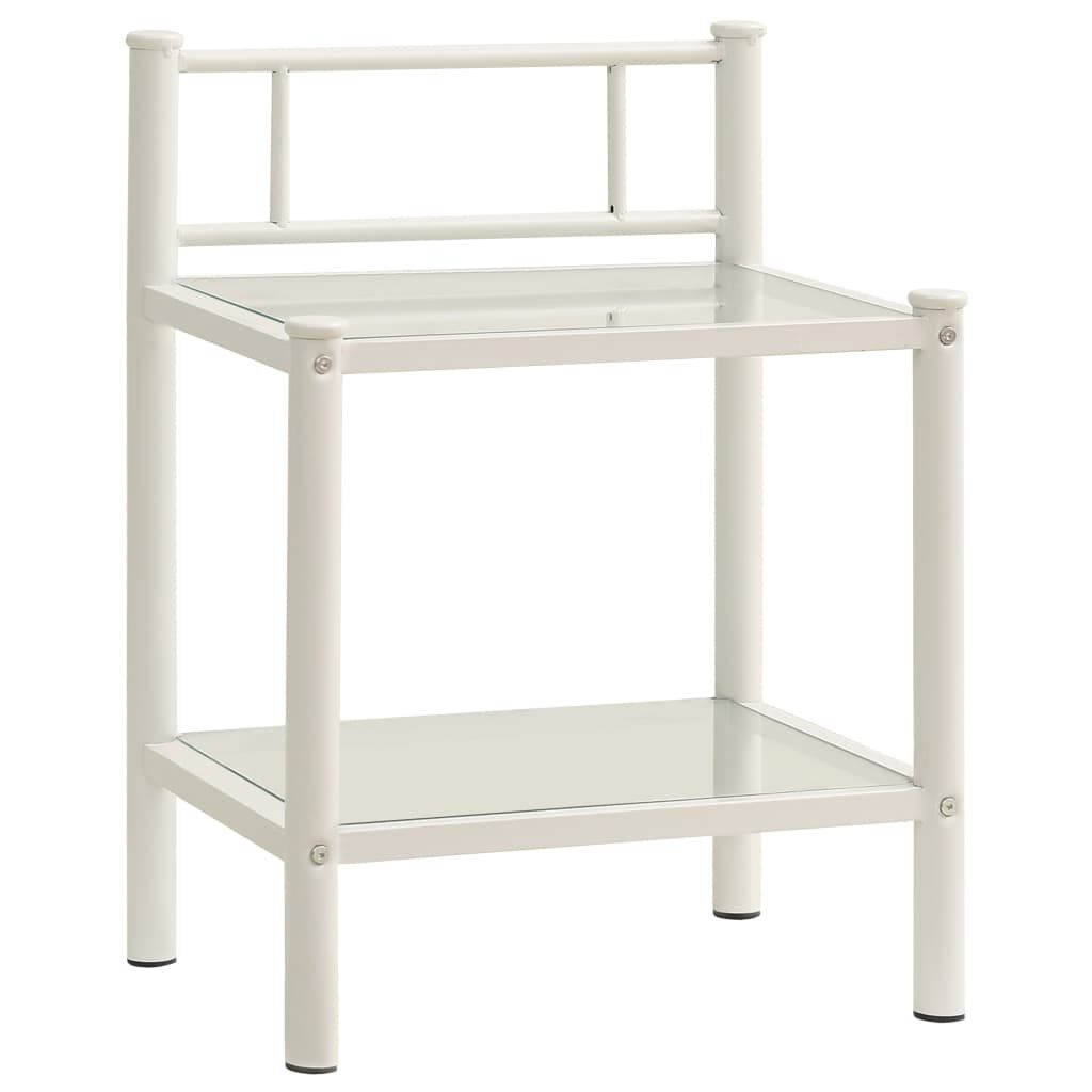 vidaXL Κομοδίνο Λευκό και Διαφανές 45x34,5x60,5εκ. από Μέταλλο & Γυαλί