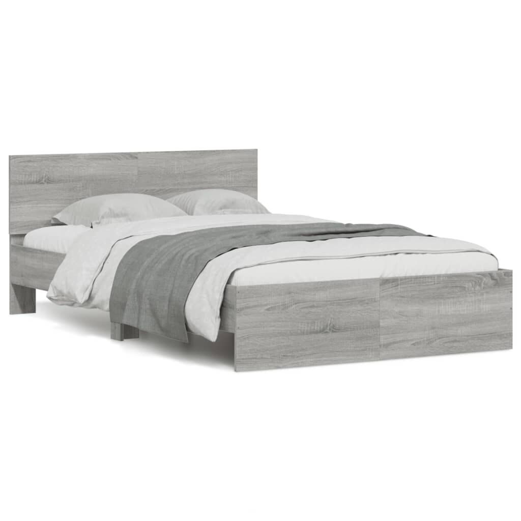 vidaXL Πλαίσιο Κρεβατιού με Κεφαλάρι Γκρι Sonoma 135x190 εκ.