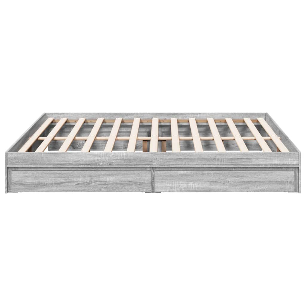 vidaXL Πλαίσιο Κρεβατιού με συρτάρια Γκρι sonoma 200x200εκ. Επεξ. Ξύλο