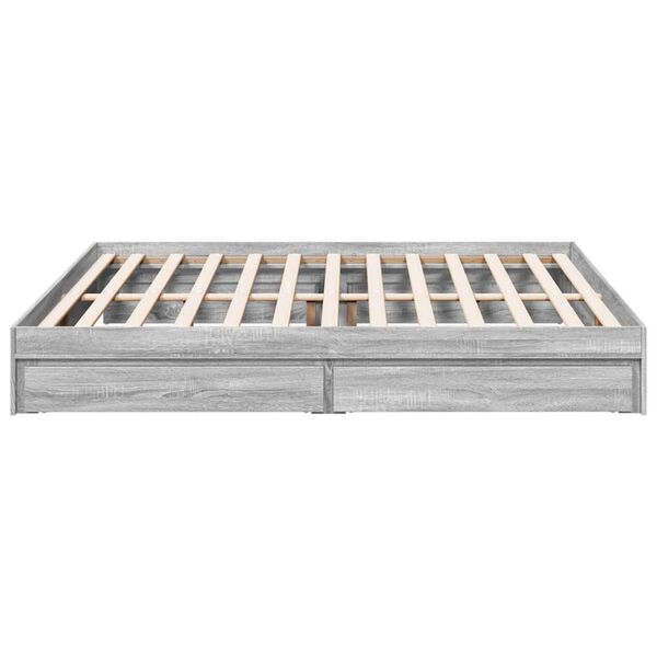 vidaXL Πλαίσιο Κρεβατιού με συρτάρια Γκρι sonoma 200x200εκ. Επεξ. Ξύλο