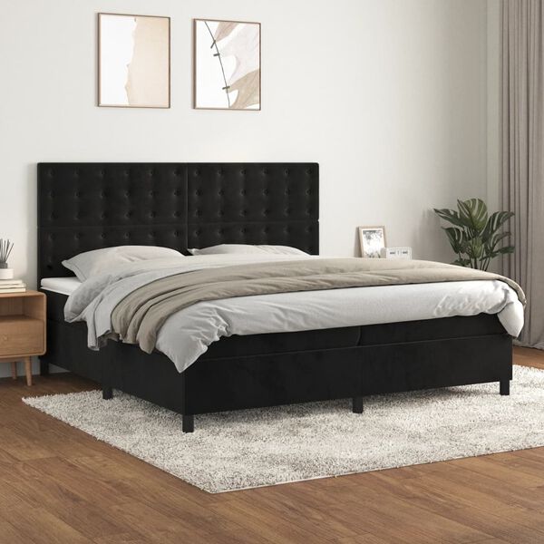 vidaXL &Kappa;&rho;&epsilon;&beta;ά&tau;&iota; Boxspring &mu;&epsilon; &Sigma;&tau;&rho;ώ&mu;&alpha; &Mu;&alpha;ύ&rho;&omicron; 200x200 &epsilon;&kappa;. &Beta;&epsilon;&lambda;&omicron;ύ&delta;&iota;&nu;&omicron;