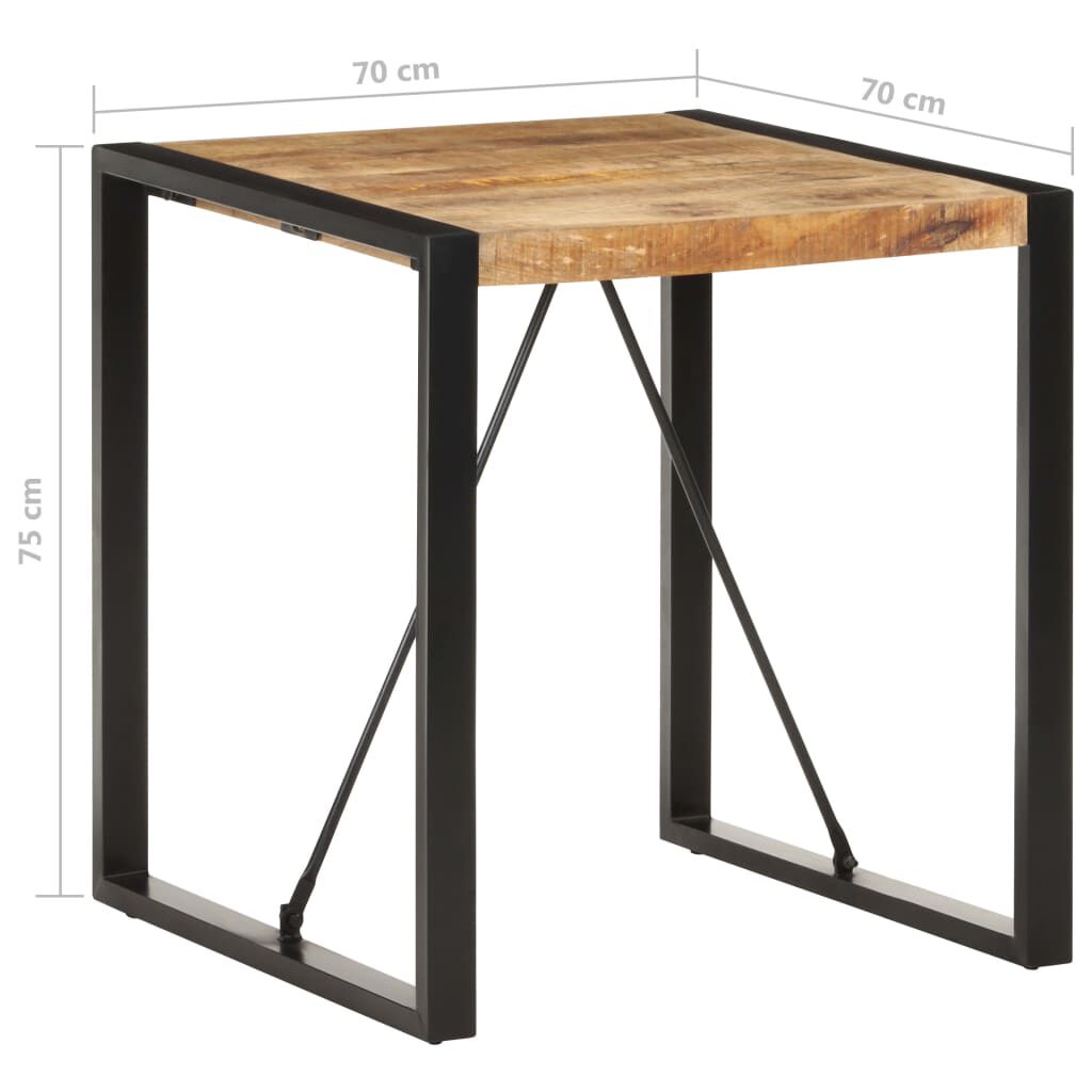 vidaXL Τραπέζι 70 x 70 x 75 εκ. από Μασίφ Ακατέργαστο Ξύλο Μάνγκο