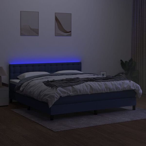 vidaXL &Kappa;&rho;&epsilon;&beta;ά&tau;&iota; Boxspring &mu;&epsilon; &Sigma;&tau;&rho;ώ&mu;&alpha; & LED &Mu;&pi;&lambda;&epsilon; 180x200 &epsilon;&kappa;. &Upsilon;&phi;&alpha;&sigma;&mu;ά&tau;&iota;&nu;&omicron;