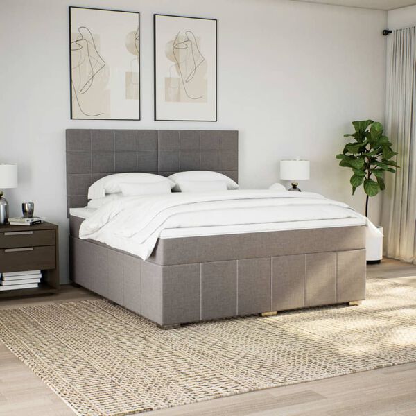 vidaXL &Kappa;&rho;&epsilon;&beta;ά&tau;&iota; Boxspring &mu;&epsilon; &Sigma;&tau;&rho;ώ&mu;&alpha; Taupe 180x200 &epsilon;&kappa;. &Upsilon;&phi;&alpha;&sigma;&mu;ά&tau;&iota;&nu;&omicron;