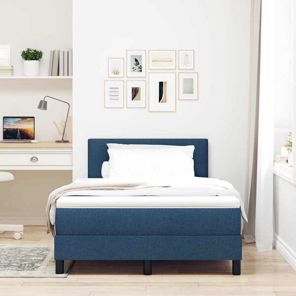 vidaXL Κρεβάτι με ελατήρια με στρώμα Μπλε 120 x 200 cm ύφασμα
