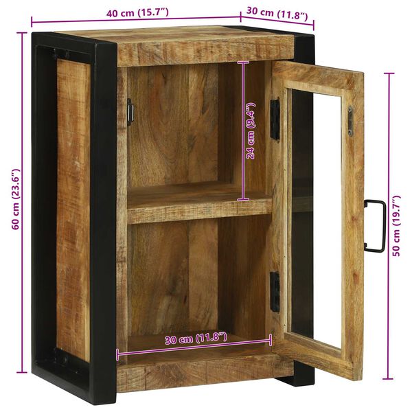 vidaXL Ντουλάπι Τοίχου Μπάνιου 40x30x60 εκ Μασίφ Ξύλο Τραχύ Μάνγκο