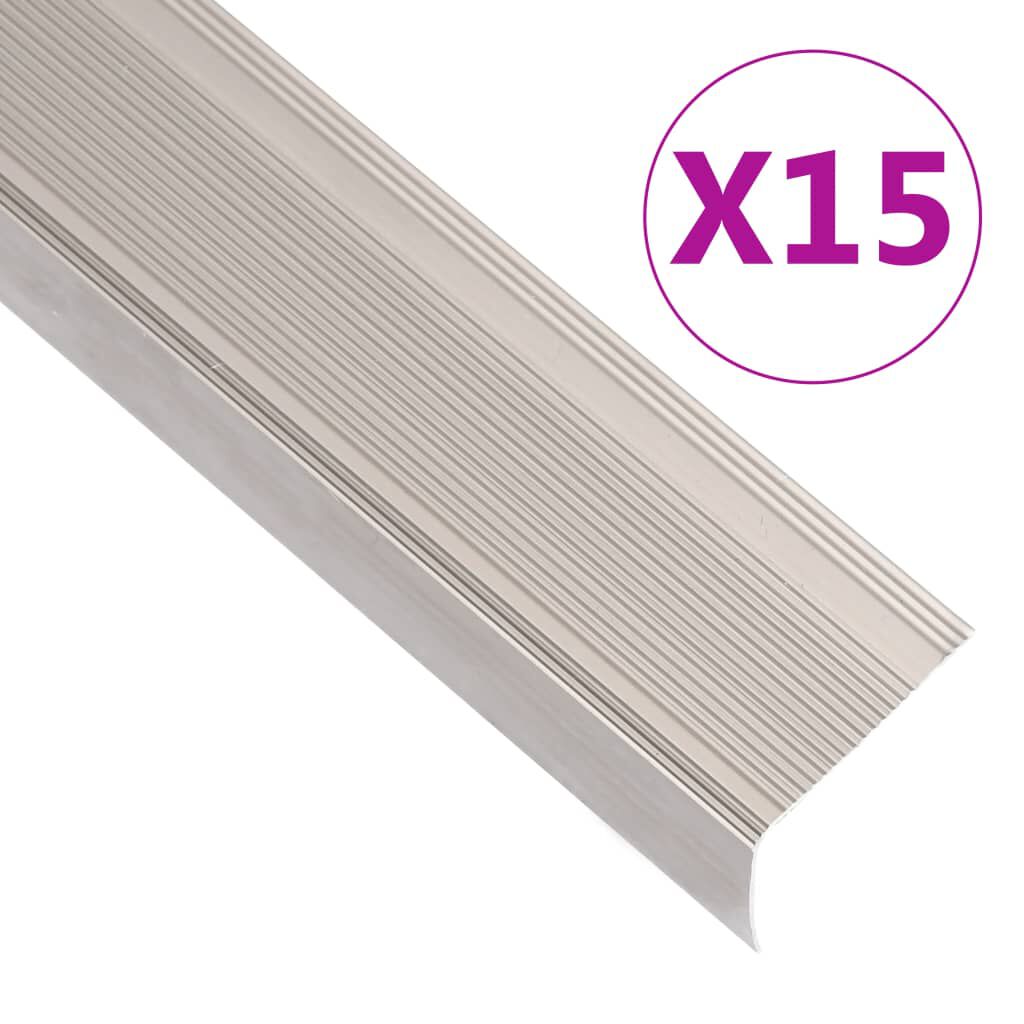 vidaXL Προφίλ Σκαλοπατιών Σχήμα Γ 15 τεμ. Champagne 67 εκ. Αλουμινίου