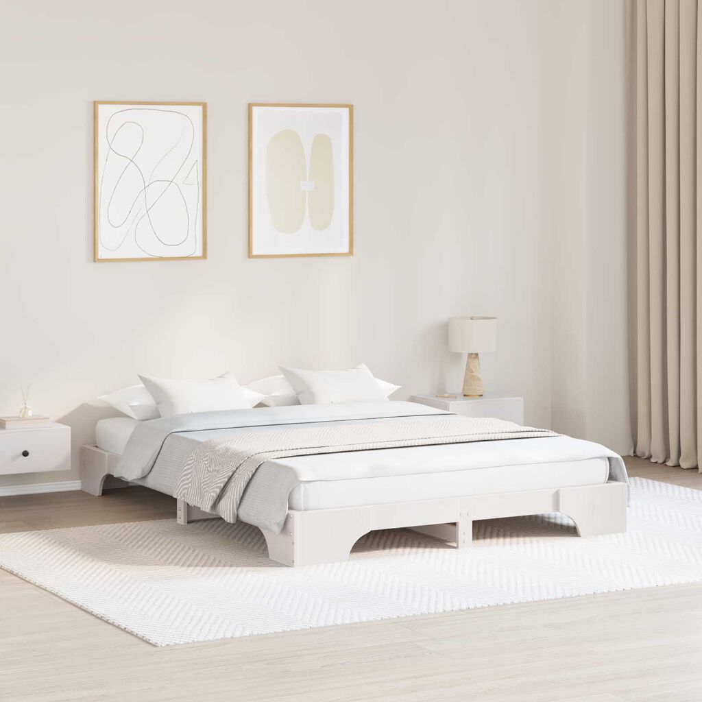 vidaXL Σκελετός Κρεβατιού Λευκό Ξύλο 140 x 200 cm Ανθεκτικός