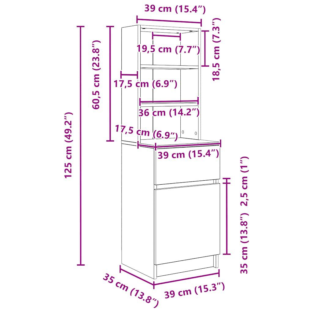 vidaXL Κομοδίνο Καπνιστή Δρυς 39x35x125 εκ. από Επεξεργασμένο Ξύλο