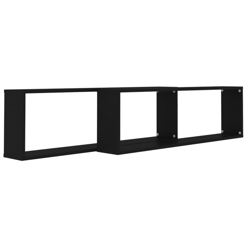 vidaXL Ράφια Κύβοι Τοίχου 2 τεμ. Μαύρα 100 x 15 x 30 εκ. Επεξ. Ξύλο