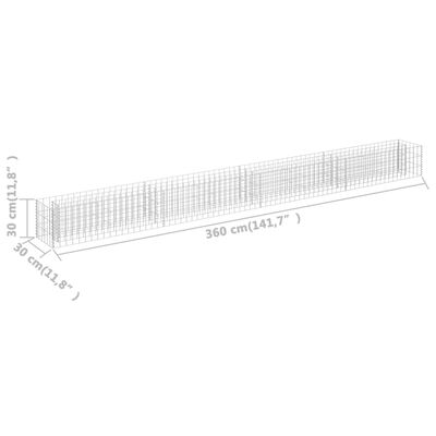 vidaXL Συρματοκιβώτιο-Γλάστρα Υπερυψωμένη 360x30x30 εκ. Γαλβ. Χάλυβας