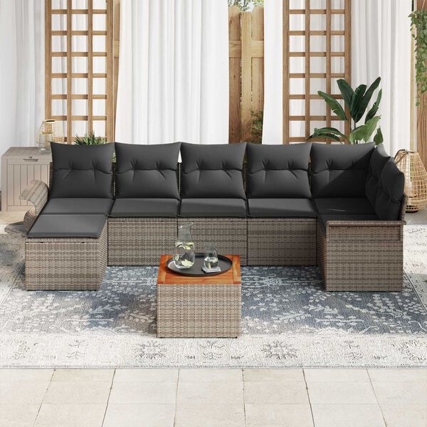 vidaXL Σετ Καναπέ Κήπου 8 pcs Γκρι Πολυ ράταν