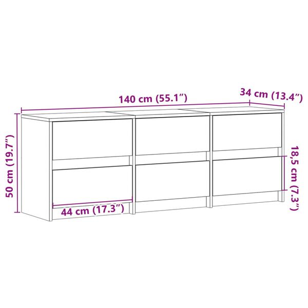 vidaXL Έπιπλο Τηλεόρασης με LED Καφέ Δρυς 140x34x50 εκ. από Επεξ. Ξύλο