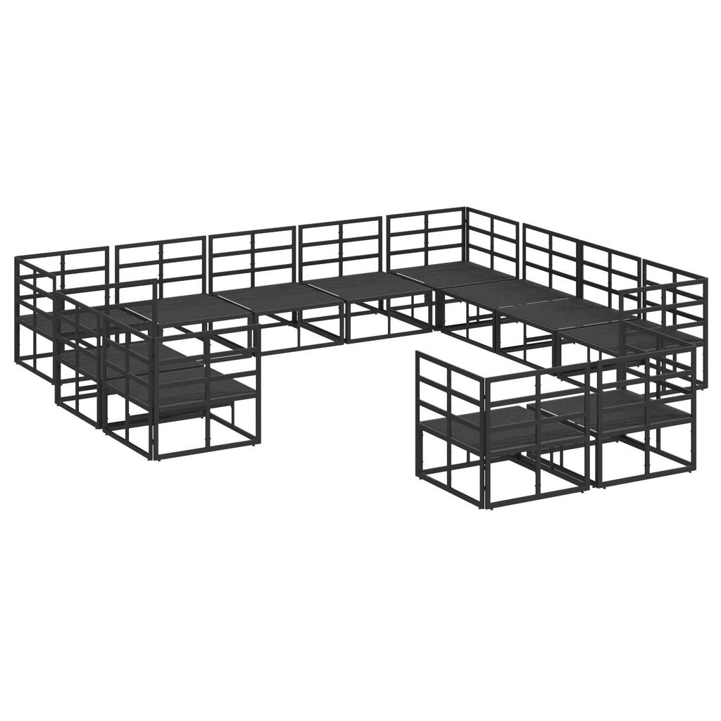 vidaXL Σετ Καναπέ Κήπου 12 pcs Μαύρο 353 x 283 x 71 εκ. Αλουμίνιο