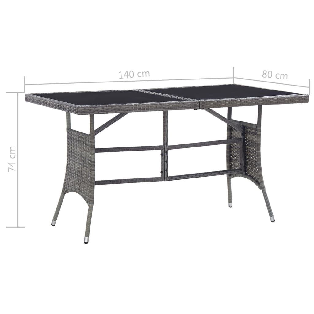 vidaXL Τραπέζι Κήπου Γκρι 140 x 80 x 74 εκ. από Συνθετικό Ρατάν