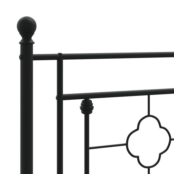 vidaXL Πλαίσιο Κρεβατιού με Κεφαλάρι&Ποδαρικό Μαύρο 75x190 εκ. Μέταλλο