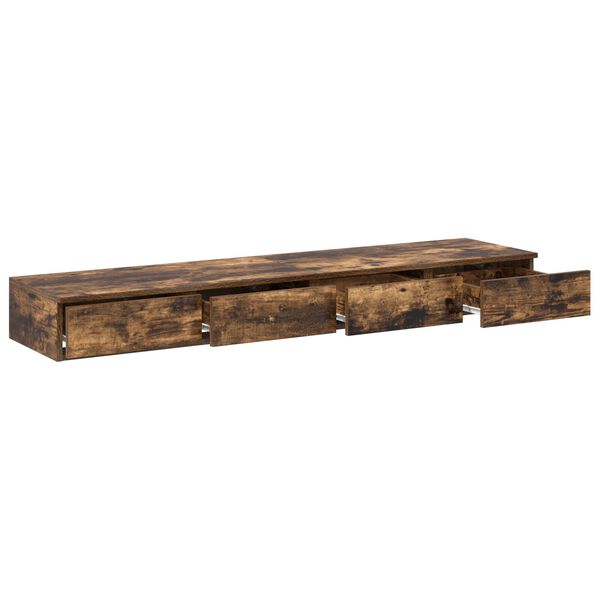 vidaXL Συρτάρια κρεβατιού Καπνιστή δρυς 135 x 36.5 x 16.5 εκ