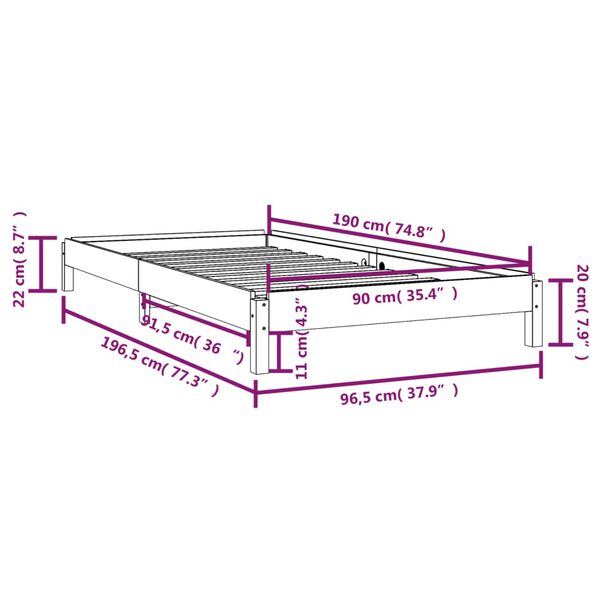 vidaXL Κρεβάτι Στοιβαζόμενο Λευκός 90x190 εκ. από Μασίφ Ξύλο Πεύκου