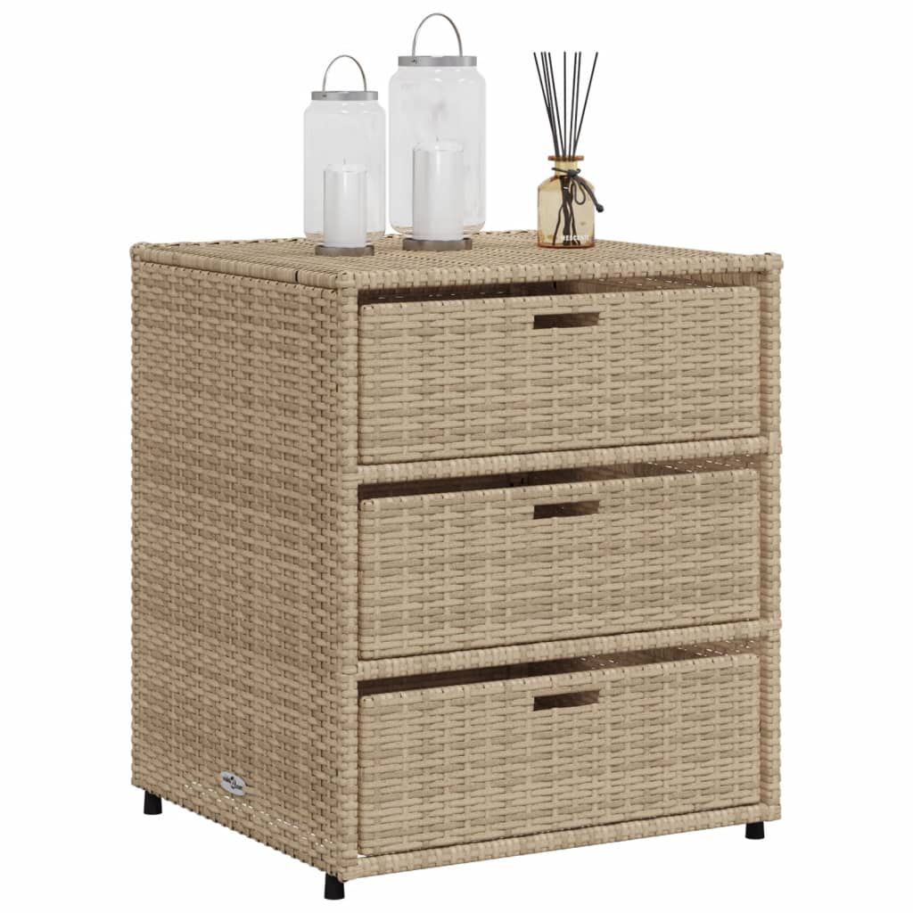vidaXL Ντουλάπι Αποθήκευσης Κήπου Beige 55x59x69 εκ. Συνθετικό Ρατάν