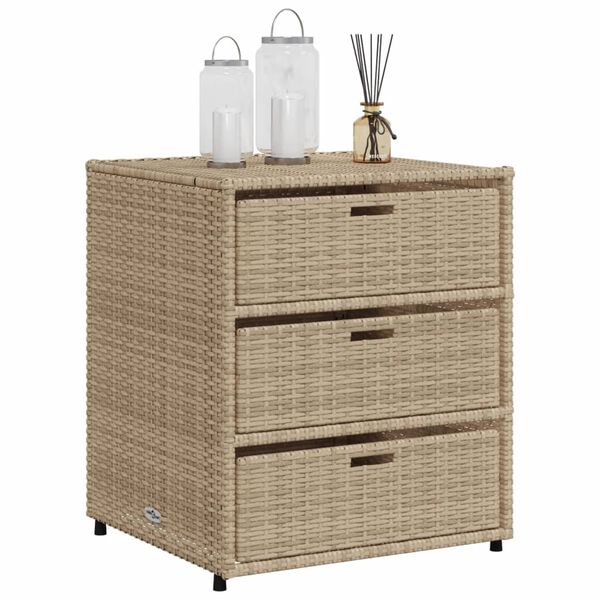 vidaXL Ντουλάπι Αποθήκευσης Κήπου Beige 55x59x69 εκ. Συνθετικό Ρατάν