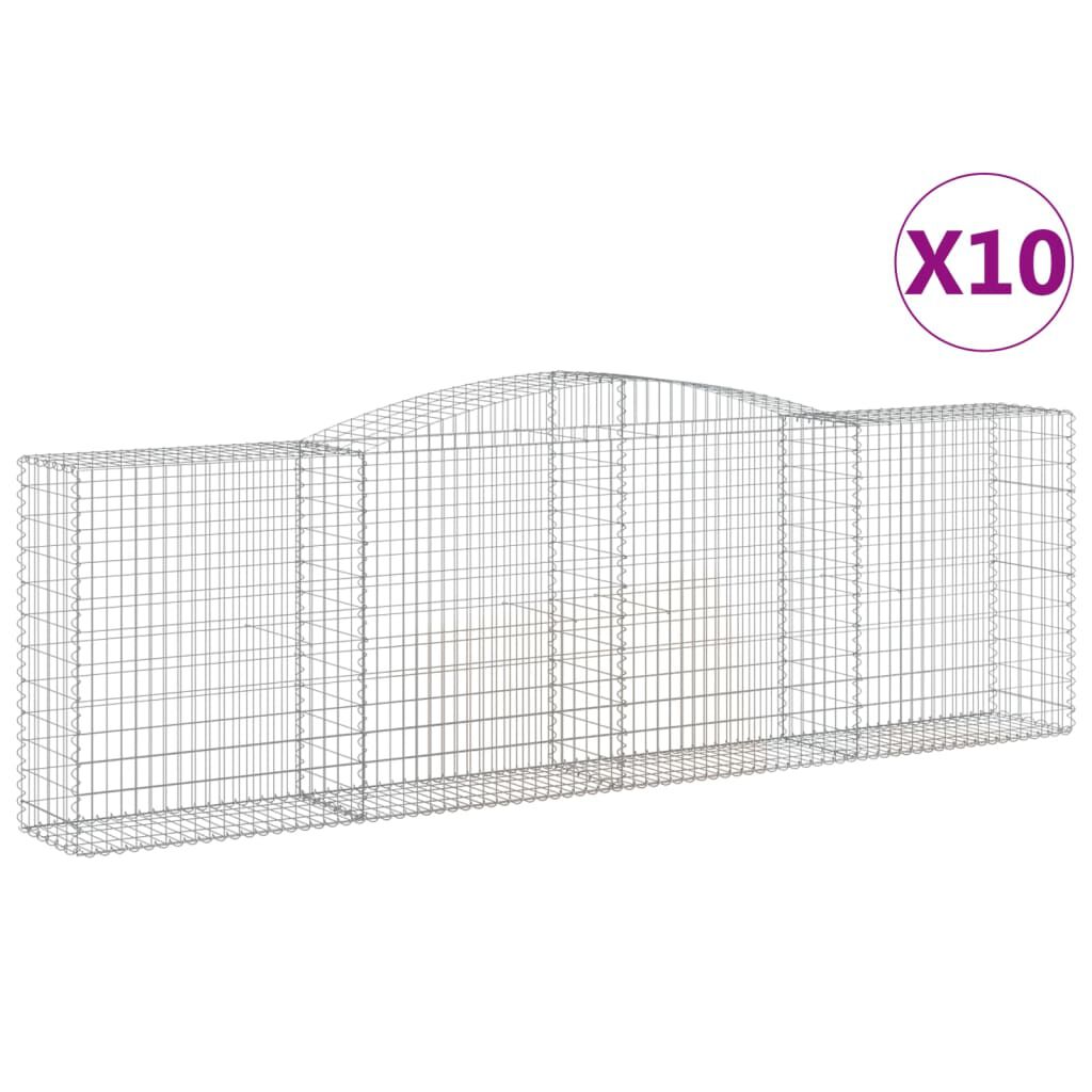 vidaXL Συρματοκιβώτια Τοξωτά 10 τεμ. 400x50x120/140 εκ. Γαλβαν. Ατσάλι