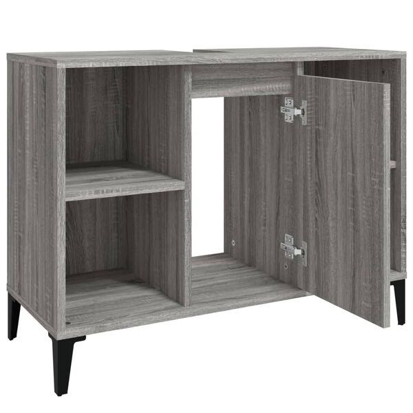 vidaXL Ντουλάπι Νιπτήρα Γκρι Sonoma 80 x 33 x 60εκ. Επεξεργασμένο Ξύλο