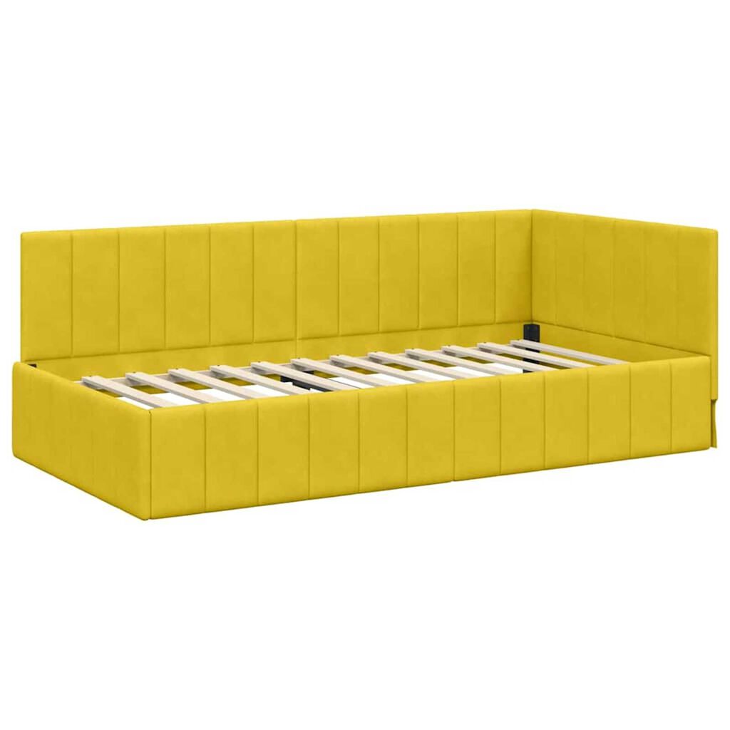 vidaXL Κρεβάτι Γωνίας με κεφαλάρι Κίτρινο 100 x 200 cm Βελούδο