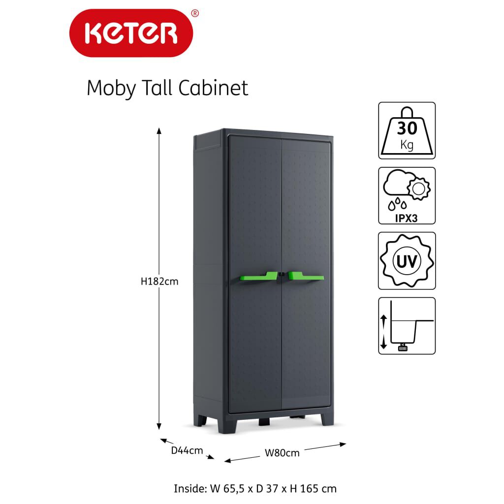 Keter Ντουλάπα Αποθήκευσης με Ράφια Moby Γκρι Γραφίτη 182 εκ.