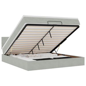 vidaXL Οθωμανικό κρεβάτι με στρώμα ανοιχτό γκρι 160x200cm Velvet