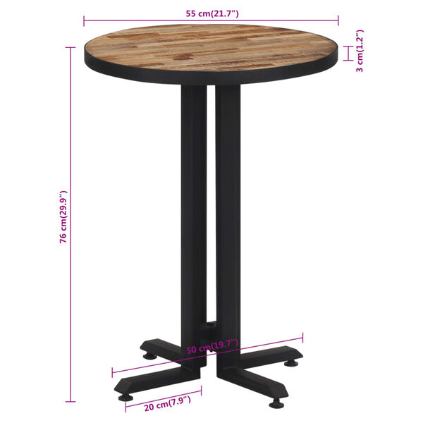 vidaXL Τραπέζι Bistro Στρογγυλό Ø55x76εκ. Μασίφ Ανακυκλωμένο Ξύλο Teak