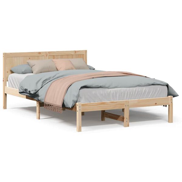 vidaXL Σκελετός Κρεβατιού Καφέ 120 x 190 cm Μασίφ ξύλο πεύκου