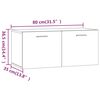 vidaXL Ντουλάπι Τοίχου Καφέ Δρυς 80x35x36,5 εκ. Επεξεργασμένο Ξύλο