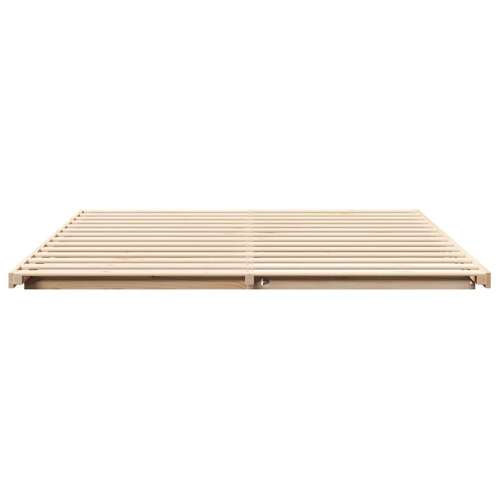vidaXL Κρεβάτι δαπέδου Καφέ 200 x 220 cm Μασίφ ξύλο πεύκου
