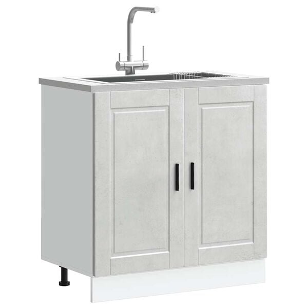 vidaXL Ντουλάπι βάσης νεροχύτη Porto Γκρι μπετόν 80x46x81,5 cm