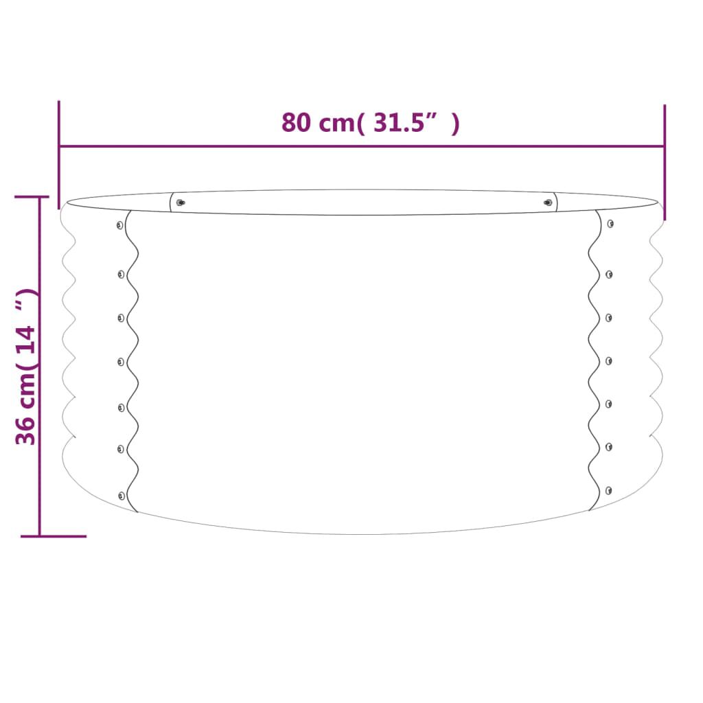 vidaXL Ζαρντινιέρα Ασημί 80x80x36 εκ. Ατσάλι με Ηλεκτρ. Βαφή Πούδρας