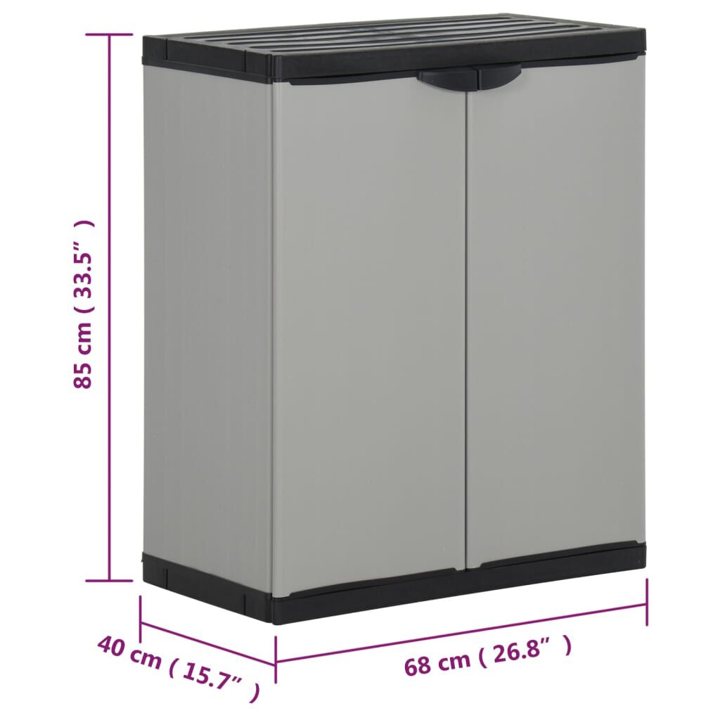 vidaXL Κάδος Απορριμάτων Κήπου Γκρι/Μαύρο 68x40x85 εκ. Πολυπροπυλένιο